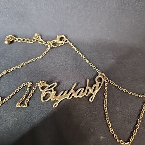 Melanie Martinez Crybaby Nameplate Gold Tone Necklace